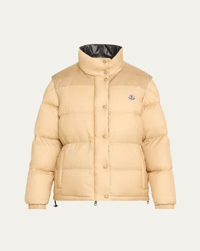 Moncler Verone 1 Stand-collar Puffer Jacket In Khaki
