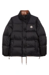 Moncler Verone Convertible Down Puffer Jacket In Black