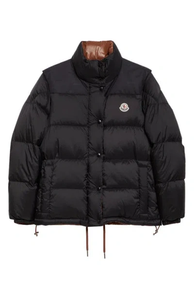 Moncler Verone Convertible Down Puffer Jacket In Black