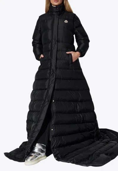Moncler Verone Extra-long Down Jacket In Black