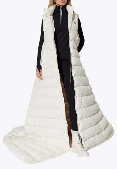 Moncler Verone Extra-long Down Jacket In White