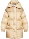 Moncler Verone Zip-up Long Down Jacket In Neutrals