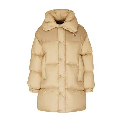 Moncler Verone Long Down Jacket In Beige