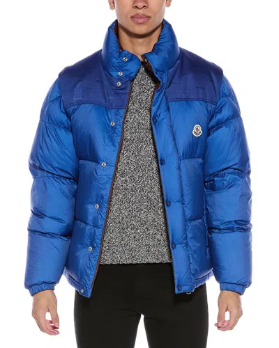 Moncler Verone Reversable Down Coat In Blue