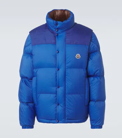 Moncler Verone Reversable Down Coat In Blue