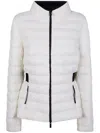 Moncler Quilted Belted Jacket In White