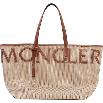 Moncler Very Large Mesh Tote Bag In Neutral