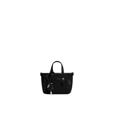 Moncler Cabas En Cuir Et Filet Very, Femme, Noir, Taille: Uni In Black
