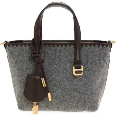 Moncler Very Micro Felt Tote Bag In Brown