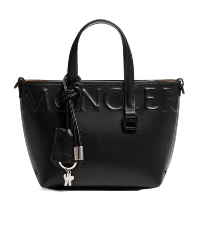 Moncler Micro Very Tote Bag In Calf Leather In Black