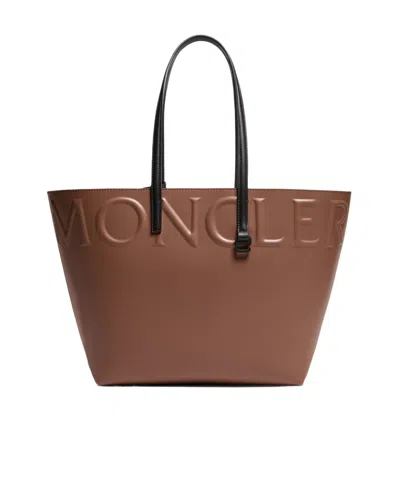 Moncler Very Small Tote Bag In Brown