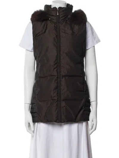 Pre-owned Moncler Vest In Brown