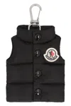 Moncler Quilted Keychain Featuring Button Detailing In Black