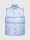Moncler Baby Bernard Quilted Down Vest With High Collar In Blue
