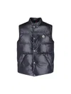 Moncler Restigo Quilted Vest With Logo Patch In Blue