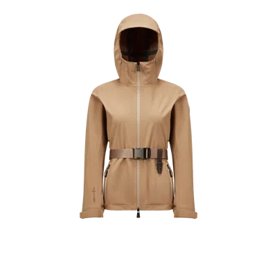 Moncler Fex Hooded Shell Jacket Beige In Brown