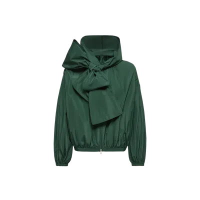 Moncler Pecher Taffeta Hooded Jacket In Green
