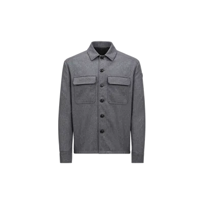 Moncler Cashmere Blend Shirt Jacket Grey In Gray