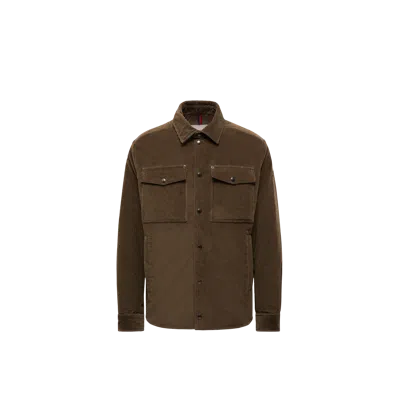 Moncler Veste-chemise Matelassée Ambroisie En Velours Côtelé In Brown