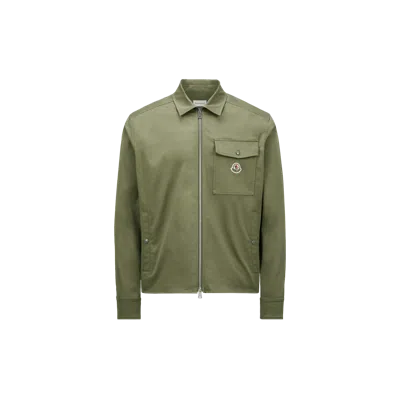MONCLER COTTON GABARDINE ZIP-UP SHIRT JACKET, MEN, GREEN, SIZE: S