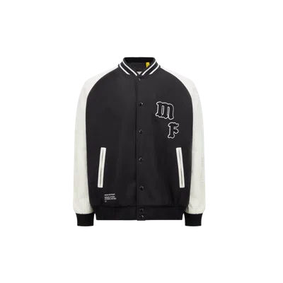 Moncler Veste Universitaire En Laine Et Cuir Loki X Frgmt In Black
