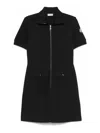 Moncler Cotton Blend Polo Dress With Front Zip And Signature Compass Motif In Dark Blue