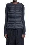 Moncler Knitted Sleeves Zip-up Jacket In Black