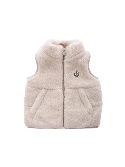 Moncler Vests With Logo In Neutral