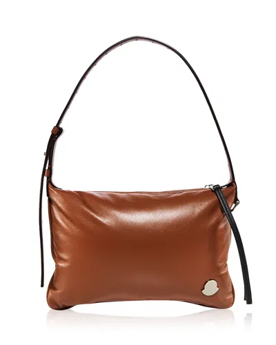 Moncler Vetta Nappa Leather Shoulder Bag In Brown