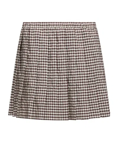 Moncler Vichy Cotton Blend Pleated Mini Skirt In Multi