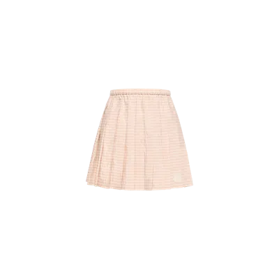 MONCLER MONCLER MINI-JUPE PLISSÉE EN COTON MÉLANGÉ À MOTIF VICHY, FEMME, ROSE, TAILLE: XS