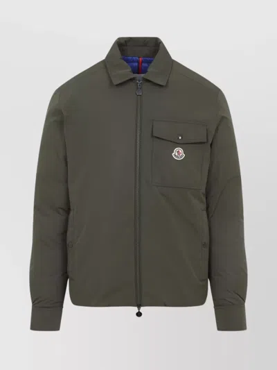 Moncler Vigeon Shirt Jacket Front Flap Pocket In Gray
