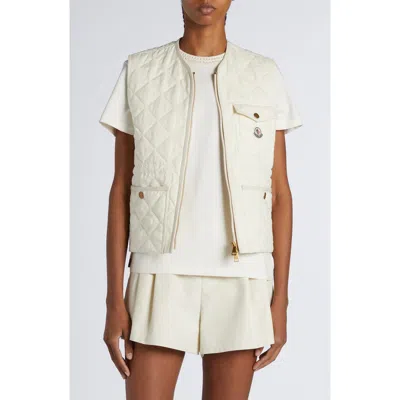 Moncler Vigny Diamond Quilted Vest In Beige