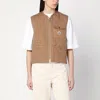 Moncler Gilet En Lin Vigny À Matelassage En Losanges In Beige