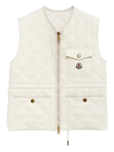 Moncler Diamond Quilt Vigny Drawstring Vest In Beige