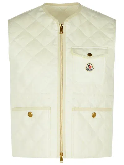 Moncler Vigny White Linen Vest