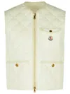 Moncler Vigny White Linen Vest In Neutral