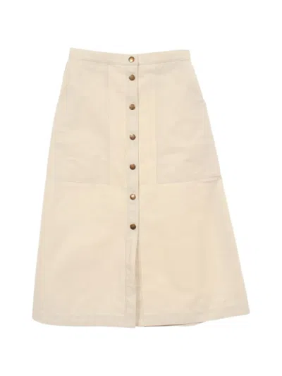 Pre-owned Moncler Vintage 2000s Button-up A-line Skirt In Neutrals