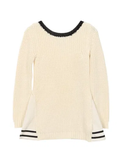 Pre-owned Moncler Vintage 2000s Color-block Tricot Sweater In White