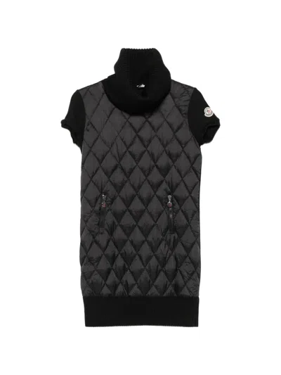 Pre-owned Moncler Vintage 2000s Diamond-quilted Short-sleeve Dress In Black