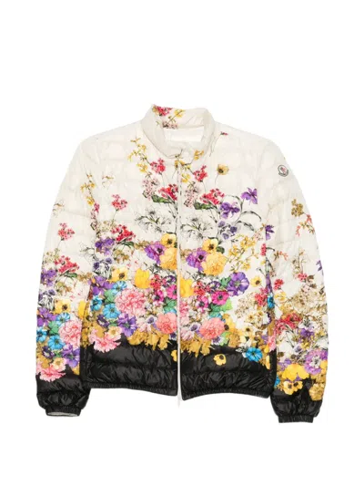 Pre-owned Moncler Vintage 2000s Floral-print Jacket In Neutrals