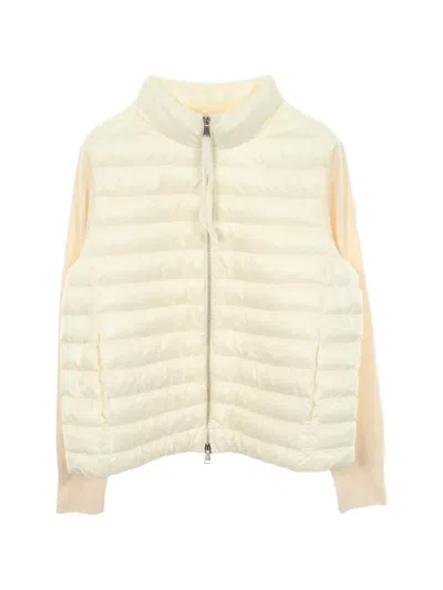 Pre-owned Moncler Vintage 2000s Knit Color-block Down Jacket In White