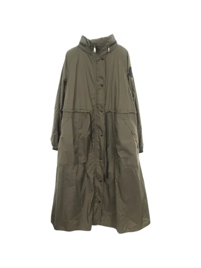 Pre-owned Moncler Vintage 2000s Lin Hooded Down Coat In Green