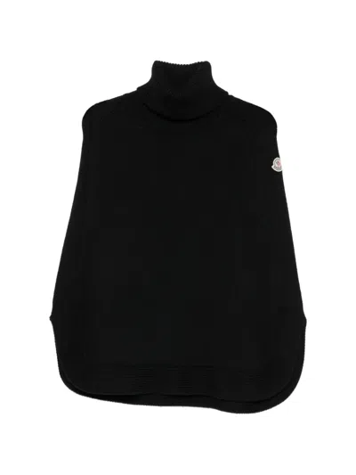 Pre-owned Moncler Vintage 2000s Roll-neck Logo-patch Sweater In Black