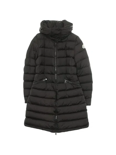 Pre-owned Moncler Vintage 2010s Flammette Hooded Down Coat In Black