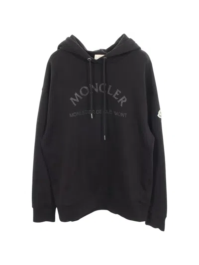 Pre-owned Moncler Vintage 2010s Glitter-logo Hoodie In Black
