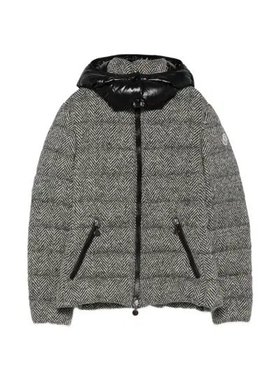Pre-owned Moncler Vintage 2010s Herringbone Puffer Jacket In 灰色