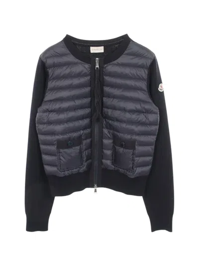 Pre-owned Moncler Vintage 2010s Knitted Down Jacket In Blue