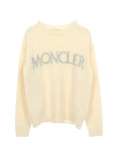 Pre-owned Moncler Vintage 2010s Logo Knit Sweater In Neutrals