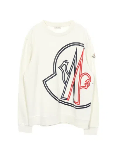 Pre-owned Moncler Vintage 2010s Logo-embroidered Sweatshirt In White
